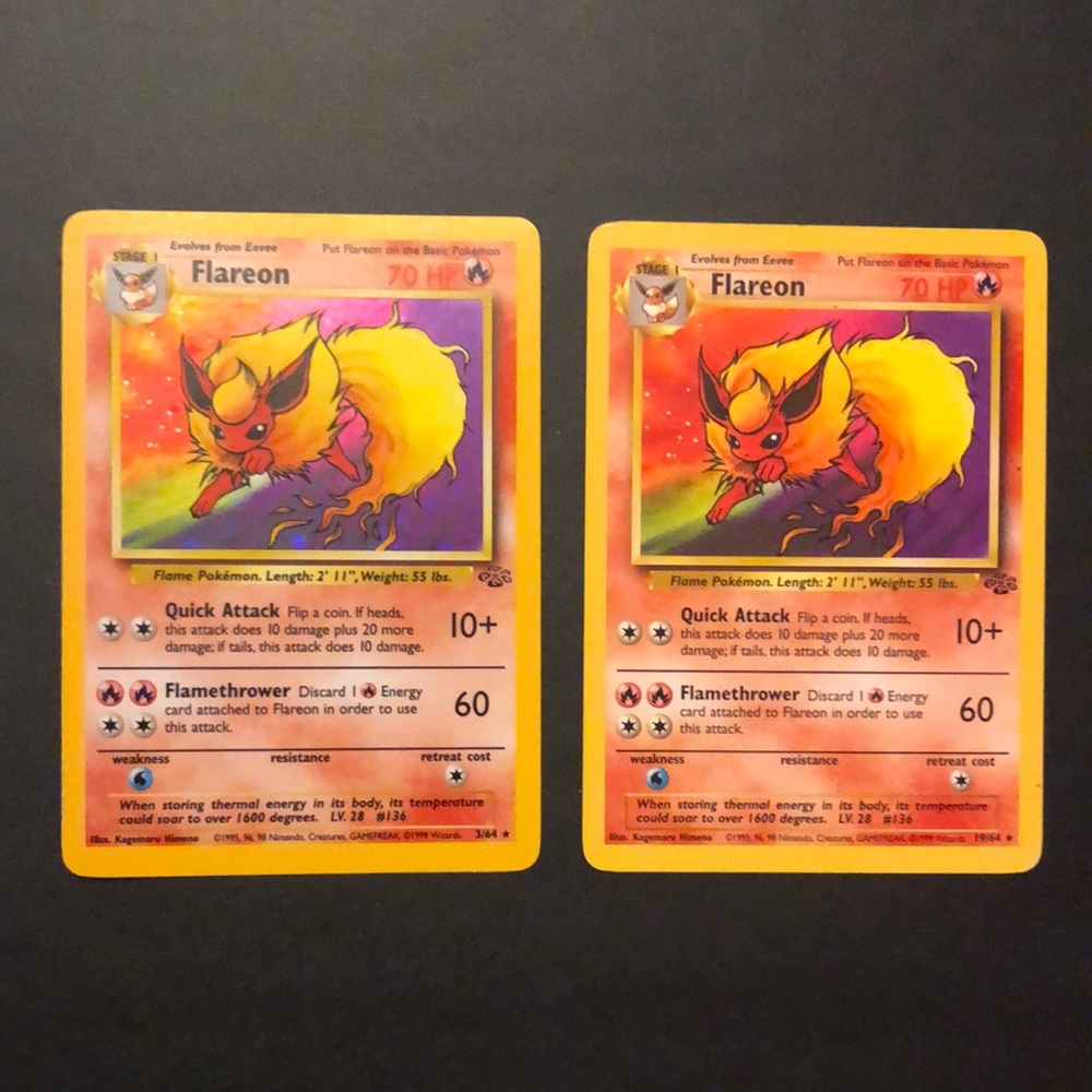 Flareon Vintage Holographic & Flareon Vintage Non Holographic